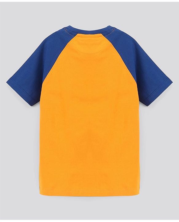 Pine Kids Biowash Half Sleeves Tee & Shorts Nightwear Text Print - Orange Blue