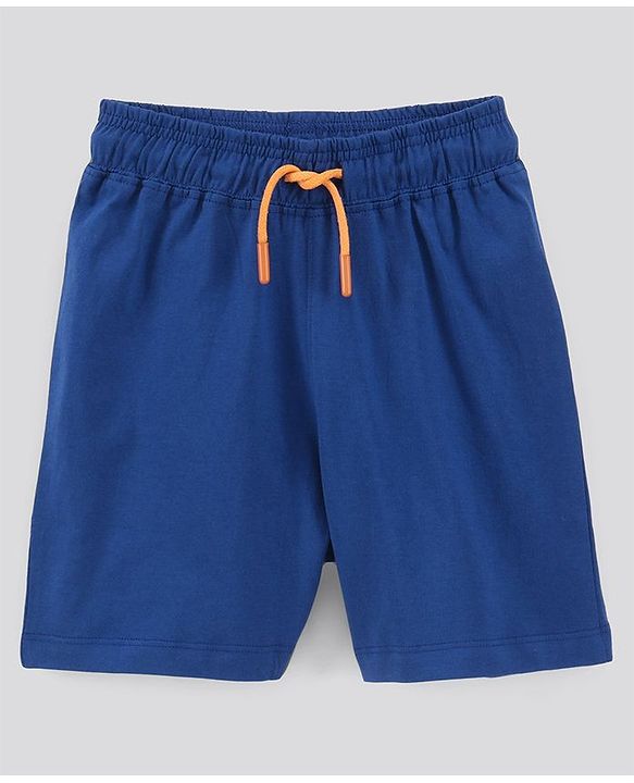 Pine Kids Biowash Half Sleeves Tee & Shorts Nightwear Text Print - Orange Blue