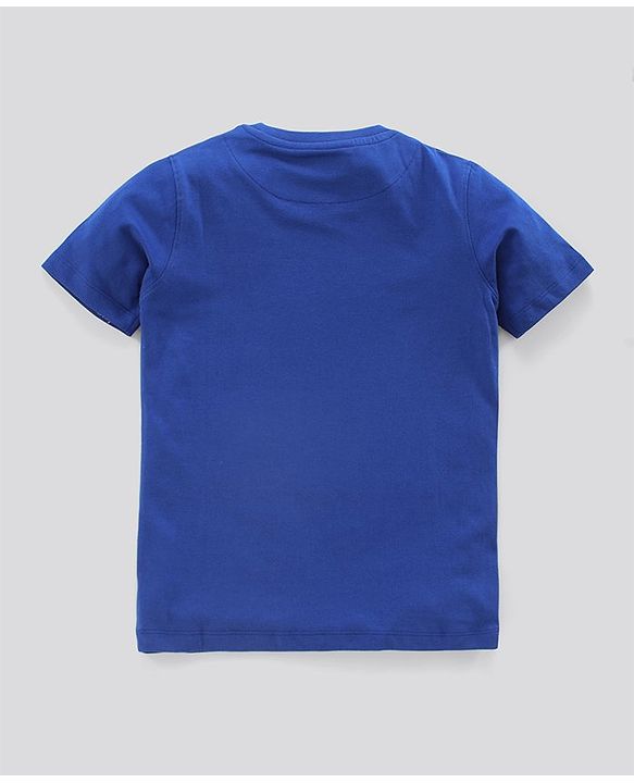 Pine Kids Biowashed Half Sleeves Night Suit Text Print - Royal Blue Yellow