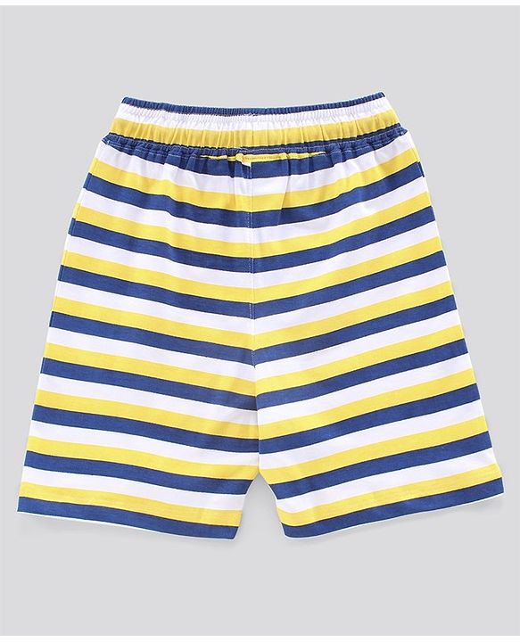 Pine Kids Biowashed Half Sleeves Night Suit Text Print - Royal Blue Yellow