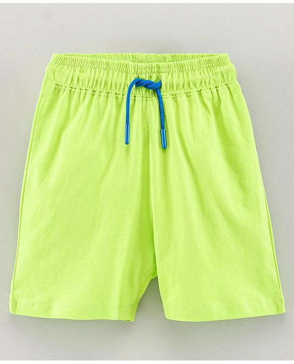 Pine Kids Biowashed Raglan Sleeves Tee & Shorts Text Print - White Light Green