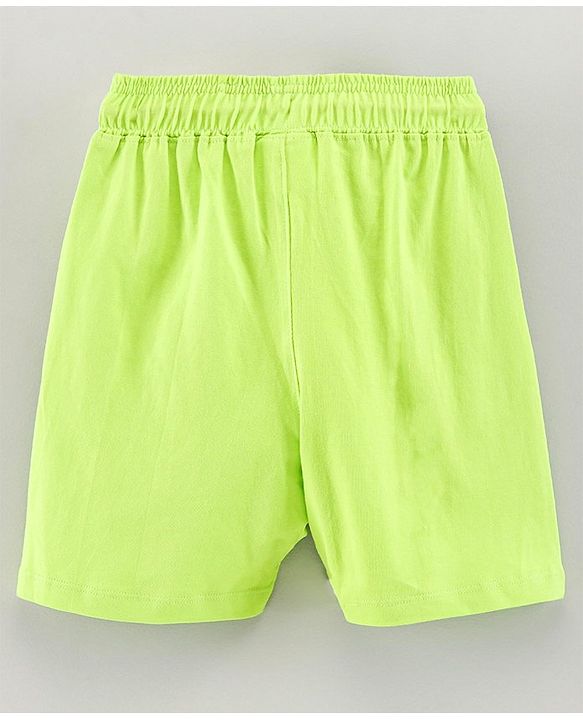 Pine Kids Biowashed Raglan Sleeves Tee & Shorts Text Print - White Light Green