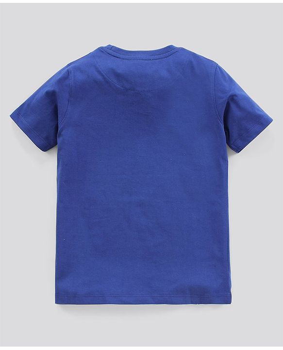 Pine Kids Biowashed Half Sleeves Night Suit Text & Football Print - Royal Blue Green