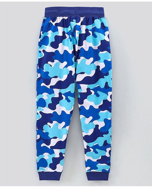 Pine Kids Half Sleeves Biowashed Night Suit Camo Print - Blue