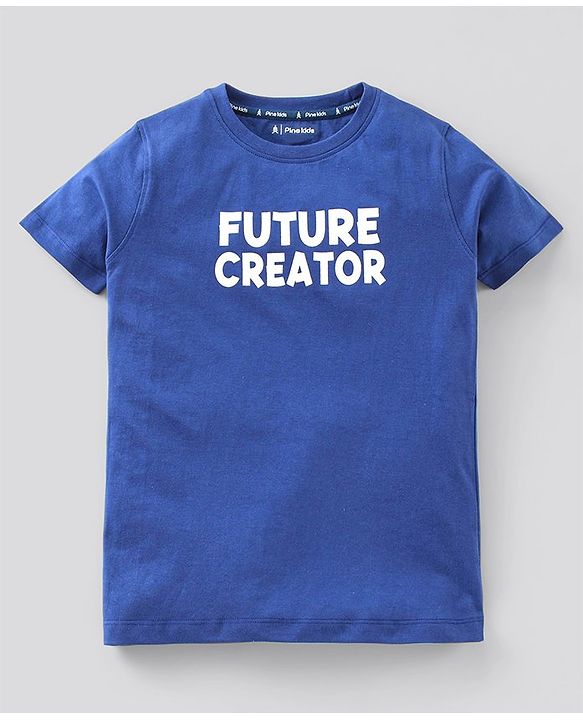 Pine Kids Half Sleeves Biowash T-Shirt & Shorts Nightwear Set Multi Print - Blue White