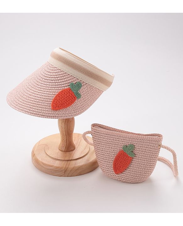 Babyhug Crochet Straw Hat With Sling Bag Pack Of 2 - Beige