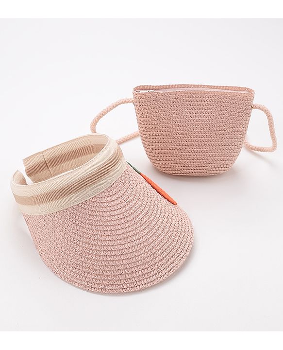 Babyhug Crochet Straw Hat With Sling Bag Pack Of 2 - Beige