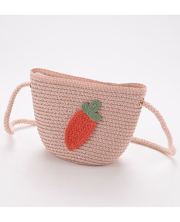 Babyhug Crochet Straw Hat With Sling Bag Pack Of 2 - Beige