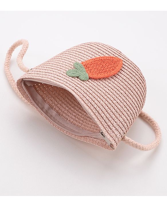 Babyhug Crochet Straw Hat With Sling Bag Pack Of 2 - Beige
