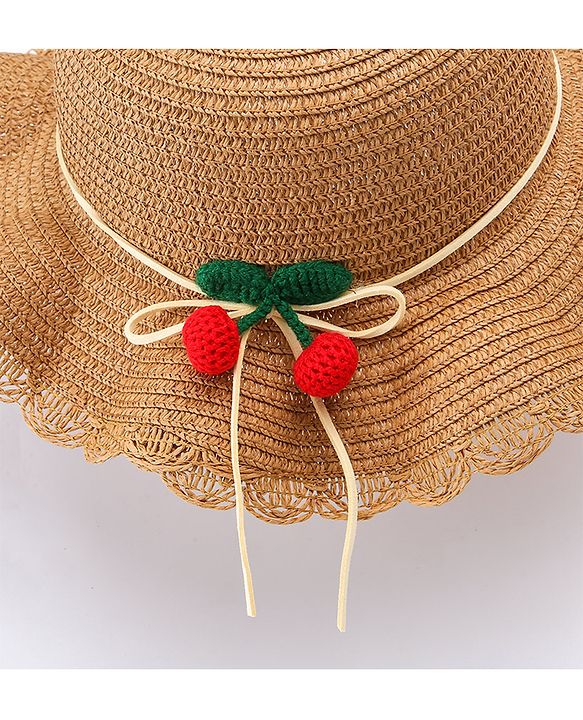 Babyhug Straw Hat With Bow & Purse - Brown
