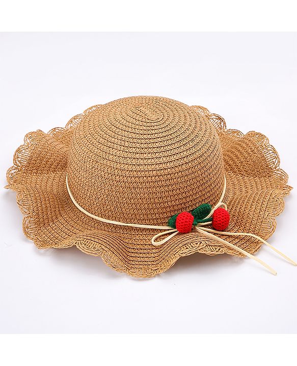 Babyhug Straw Hat With Bow & Purse - Brown