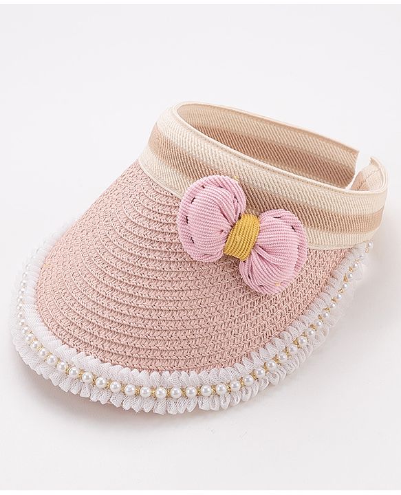 Babyhug Crochet Straw Hat With Bow Free Size - Pink