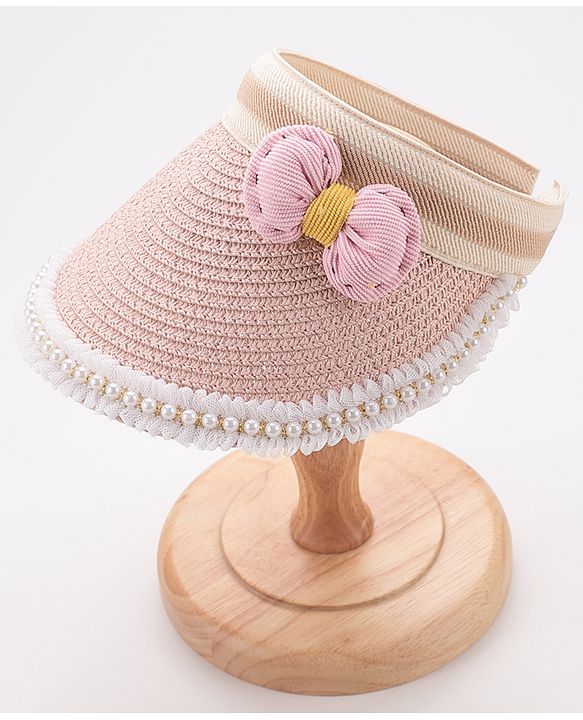 Babyhug Crochet Straw Hat With Bow Free Size - Pink