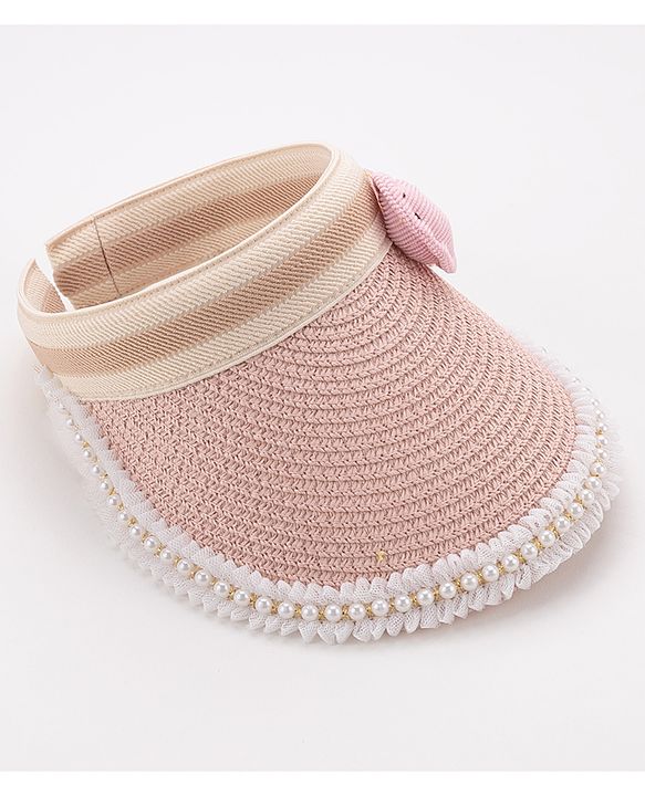 Babyhug Crochet Straw Hat With Bow Free Size - Pink