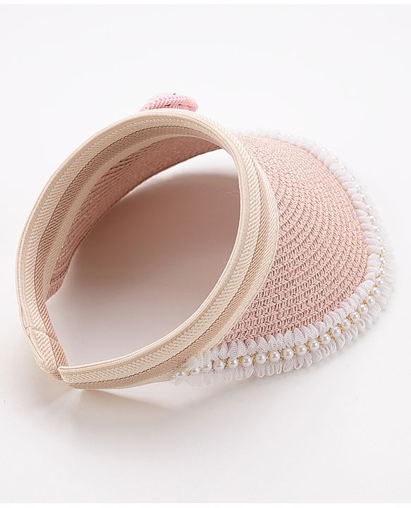 Babyhug Crochet Straw Hat With Bow Free Size - Pink
