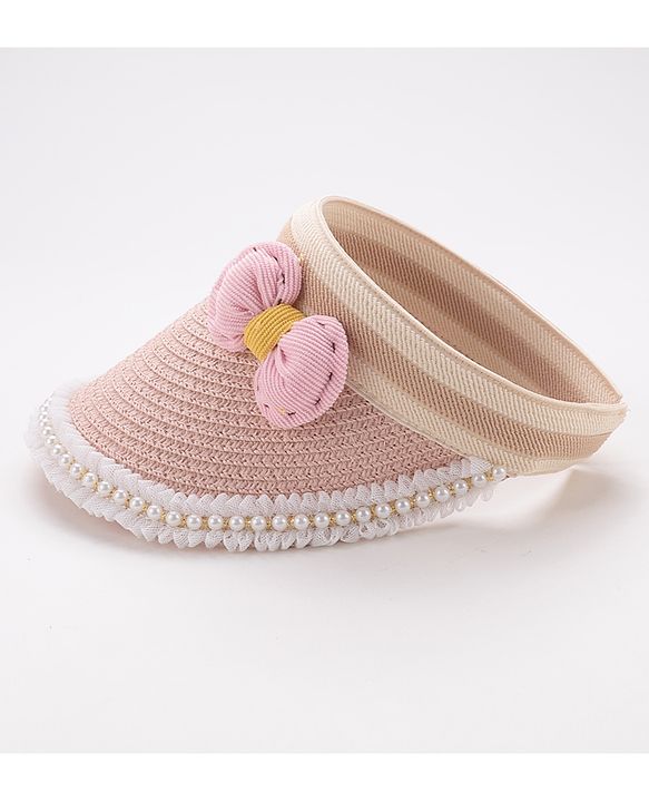 Babyhug Crochet Straw Hat With Bow Free Size - Pink