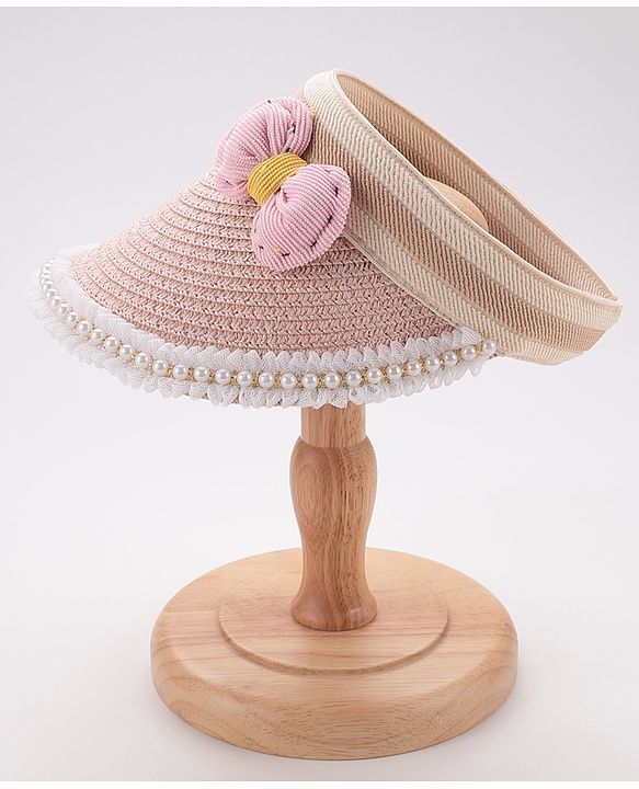 Babyhug Crochet Straw Hat With Bow Free Size - Pink