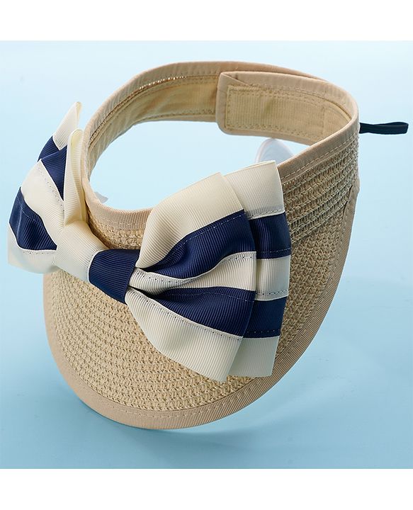 Babyhug Bow Design Straw Hat Beige - Diameter 16 cm