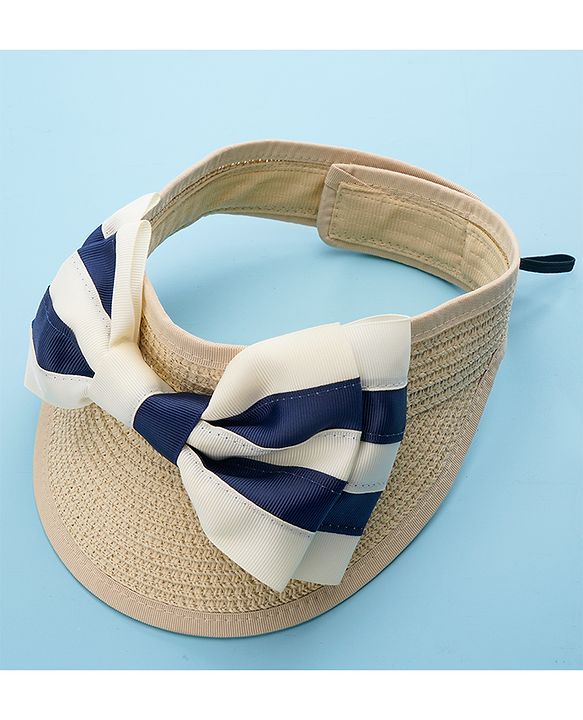 Babyhug Bow Design Straw Hat Beige - Diameter 16 cm