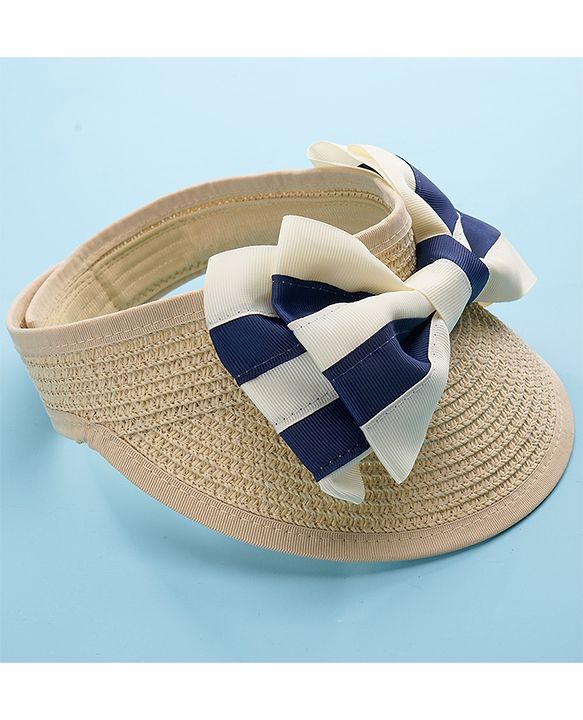 Babyhug Bow Design Straw Hat Beige - Diameter 16 cm