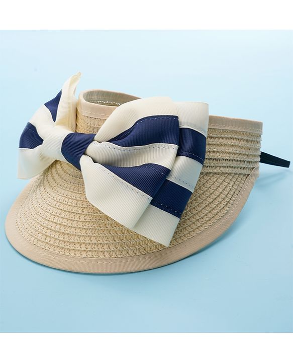 Babyhug Bow Design Straw Hat Beige - Diameter 16 cm