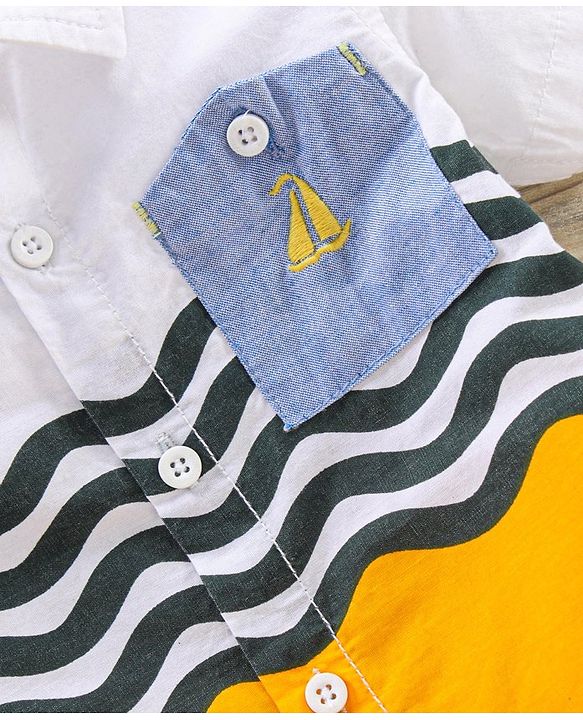 Babyhug Cotton Half Sleeves Shirt Printed - White Yellow