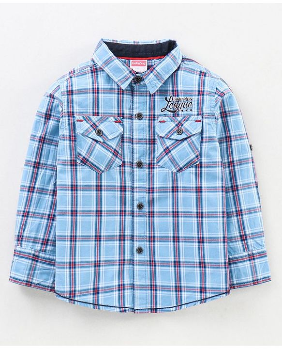 Babyhug Full Sleeves Cotton Checks Shirt - Blue
