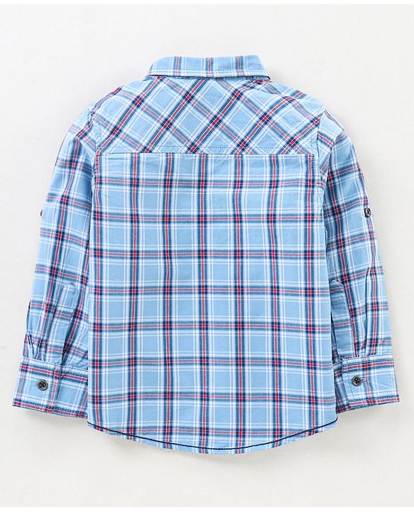 Babyhug Full Sleeves Cotton Checks Shirt - Blue