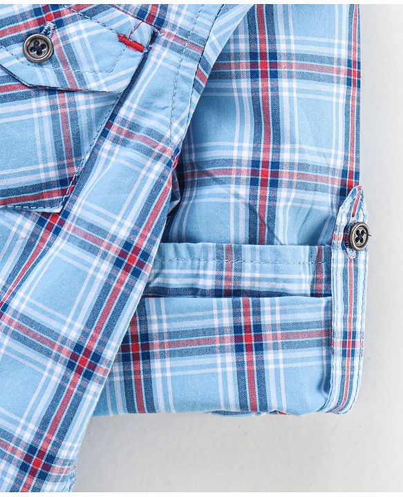 Babyhug Full Sleeves Cotton Checks Shirt - Blue