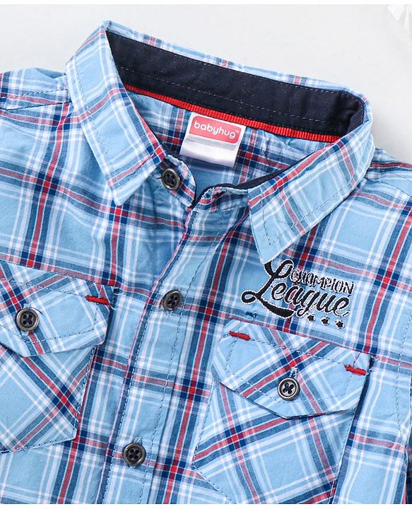 Babyhug Full Sleeves Cotton Checks Shirt - Blue