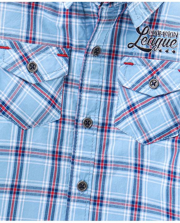 Babyhug Full Sleeves Cotton Checks Shirt - Blue