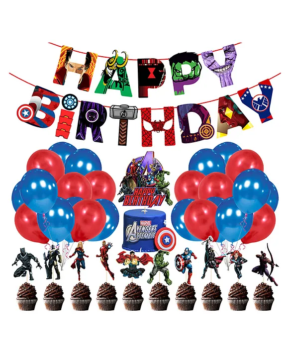 ZYOZI Avenger Themed Birthday Decoration Kit Multicolour Pack of 37 Online  in India, Buy at Best Price from  - 10447806