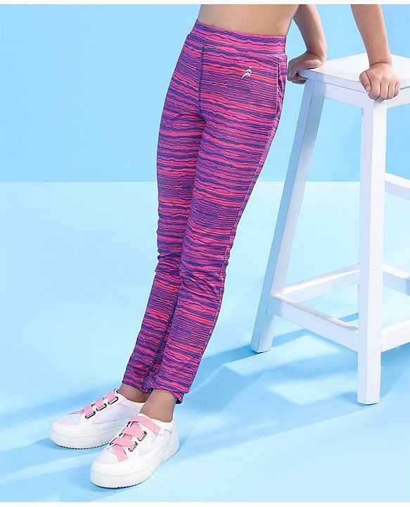 Pine Active Full Length Stripe Leggings - Pink Purple