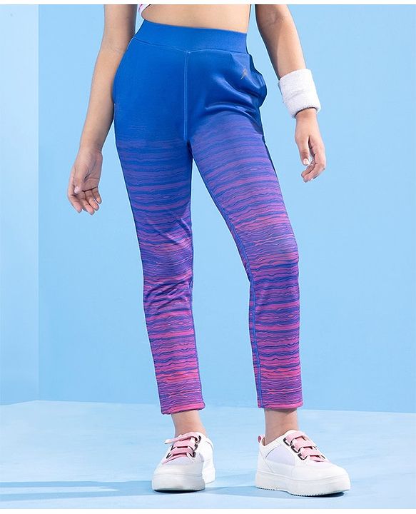 Pine Active Full Length Stripe Leggings HD Print - Blue