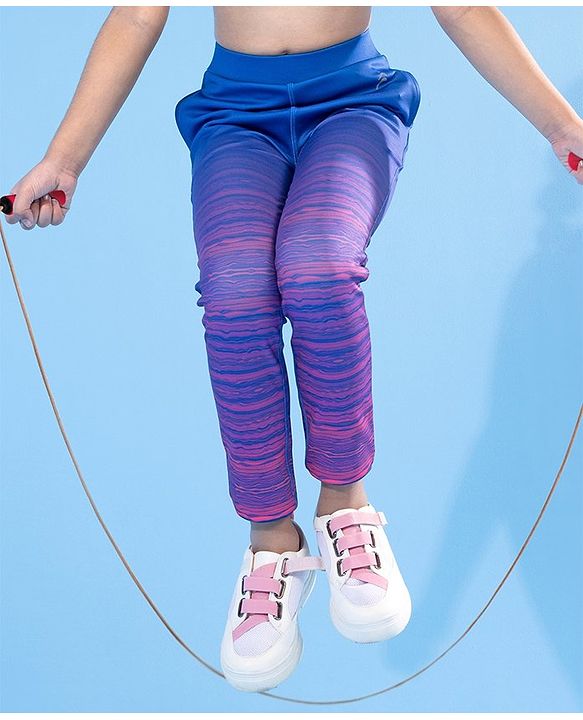 Pine Active Full Length Stripe Leggings HD Print - Blue