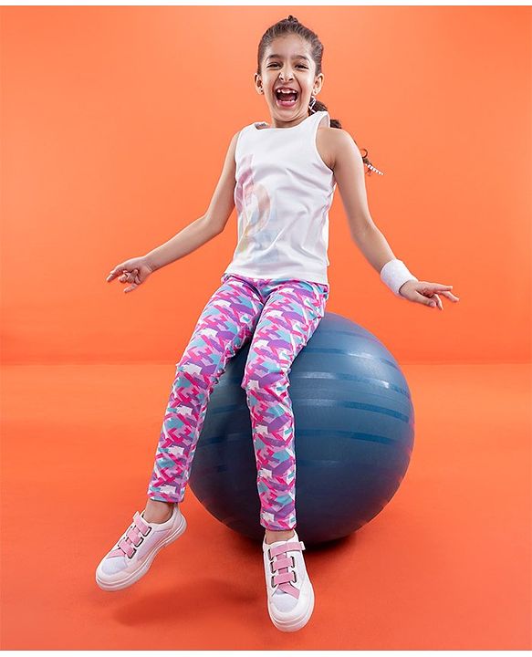 Pine Active Full Length Printed Leggings - Pink