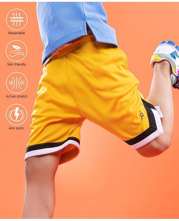 Pine Active Knee Length Shorts Quick Dry HD Print - Yellow