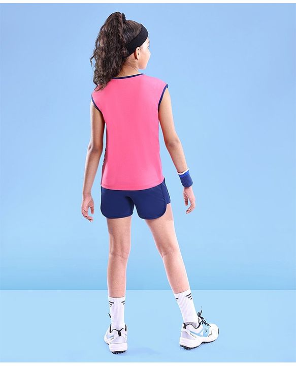 Pine Active Stretchable Sleeveless T-Shirt and Shorts Set Striped - Pink Blue