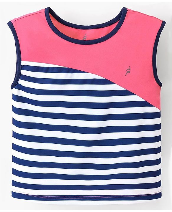 Pine Active Stretchable Sleeveless T-Shirt and Shorts Set Striped - Pink Blue