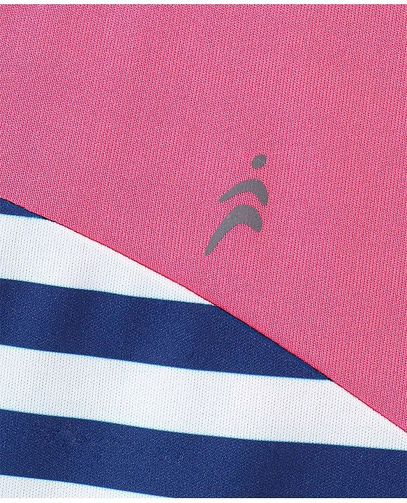 Pine Active Stretchable Sleeveless T-Shirt and Shorts Set Striped - Pink Blue