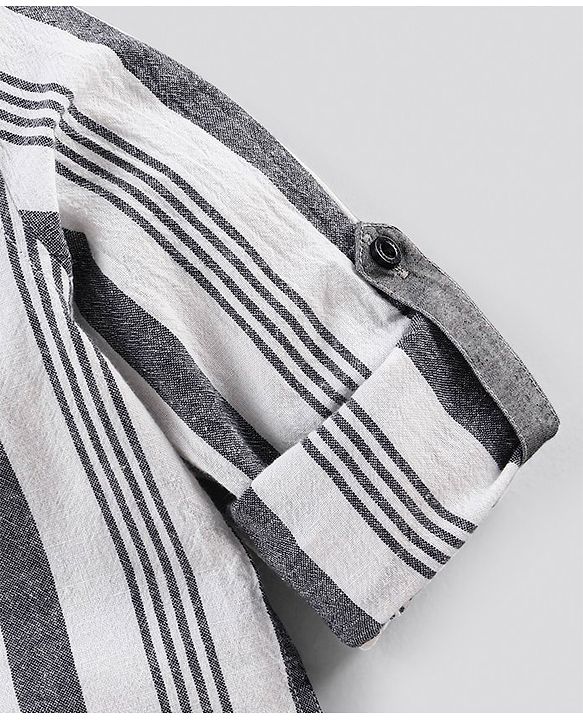 Pine Kids Full Sleeves Stripe Shirt Softener Wash - White