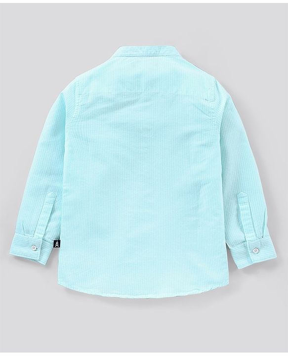Pine Kids Full Sleeves Striped Shirt Half Button Placket Softner Wash - Blue