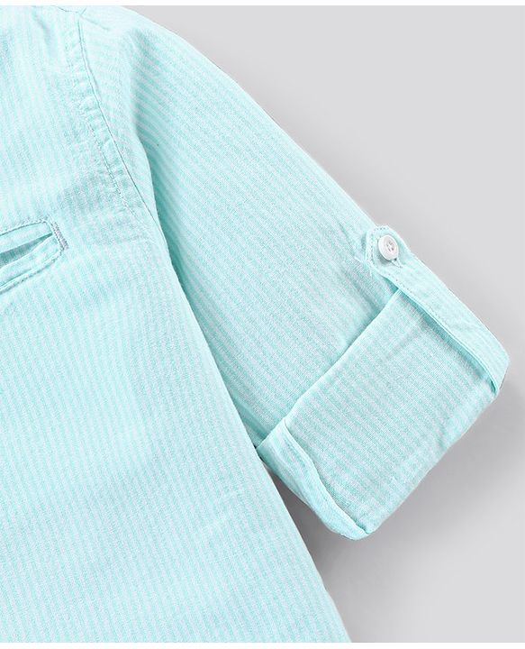 Pine Kids Full Sleeves Striped Shirt Half Button Placket Softner Wash - Blue