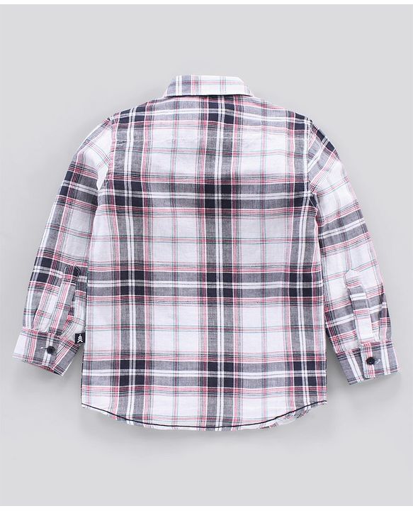 Pine Kids Full Sleeves Checked Cotton Linen Fabric Shirt - Multicolor
