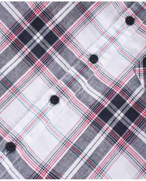 Pine Kids Full Sleeves Checked Cotton Linen Fabric Shirt - Multicolor