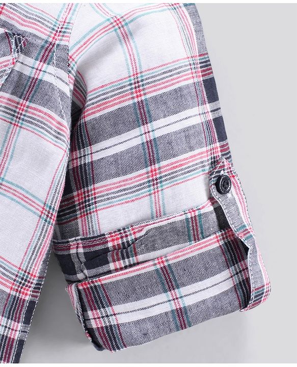 Pine Kids Full Sleeves Checked Cotton Linen Fabric Shirt - Multicolor