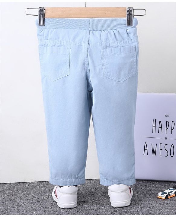 Babyhug Full Length Solid Colour Pant With Drawstring - Light Blue