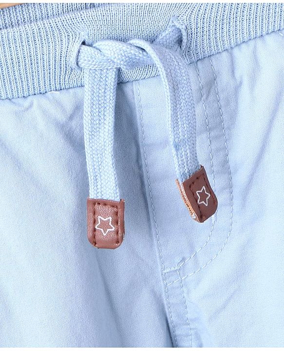 Babyhug Full Length Solid Colour Pant With Drawstring - Light Blue