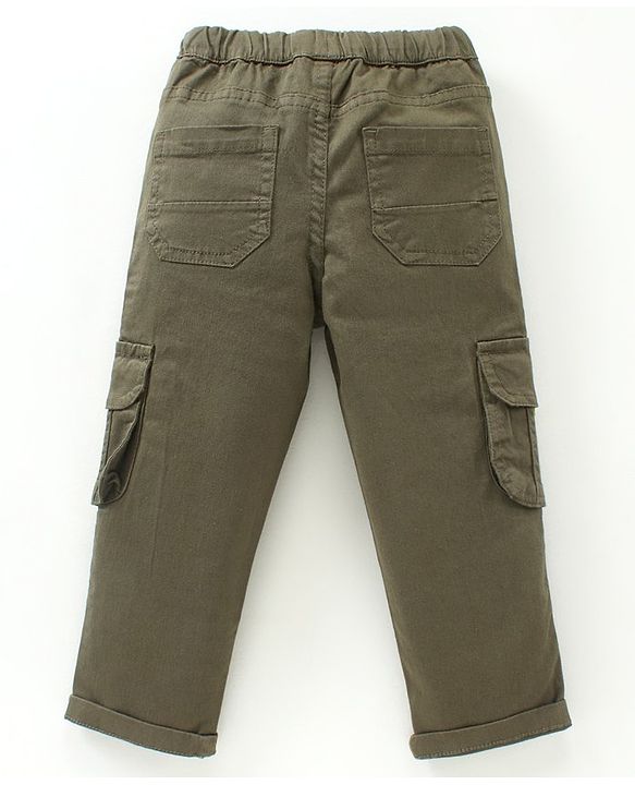 Babyhug Full Length Solid Trousers - Olive