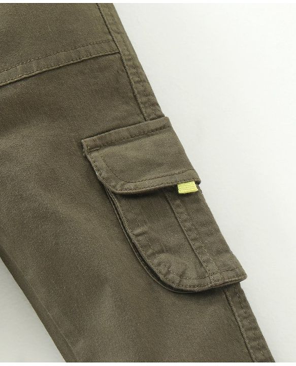 Babyhug Full Length Solid Trousers - Olive